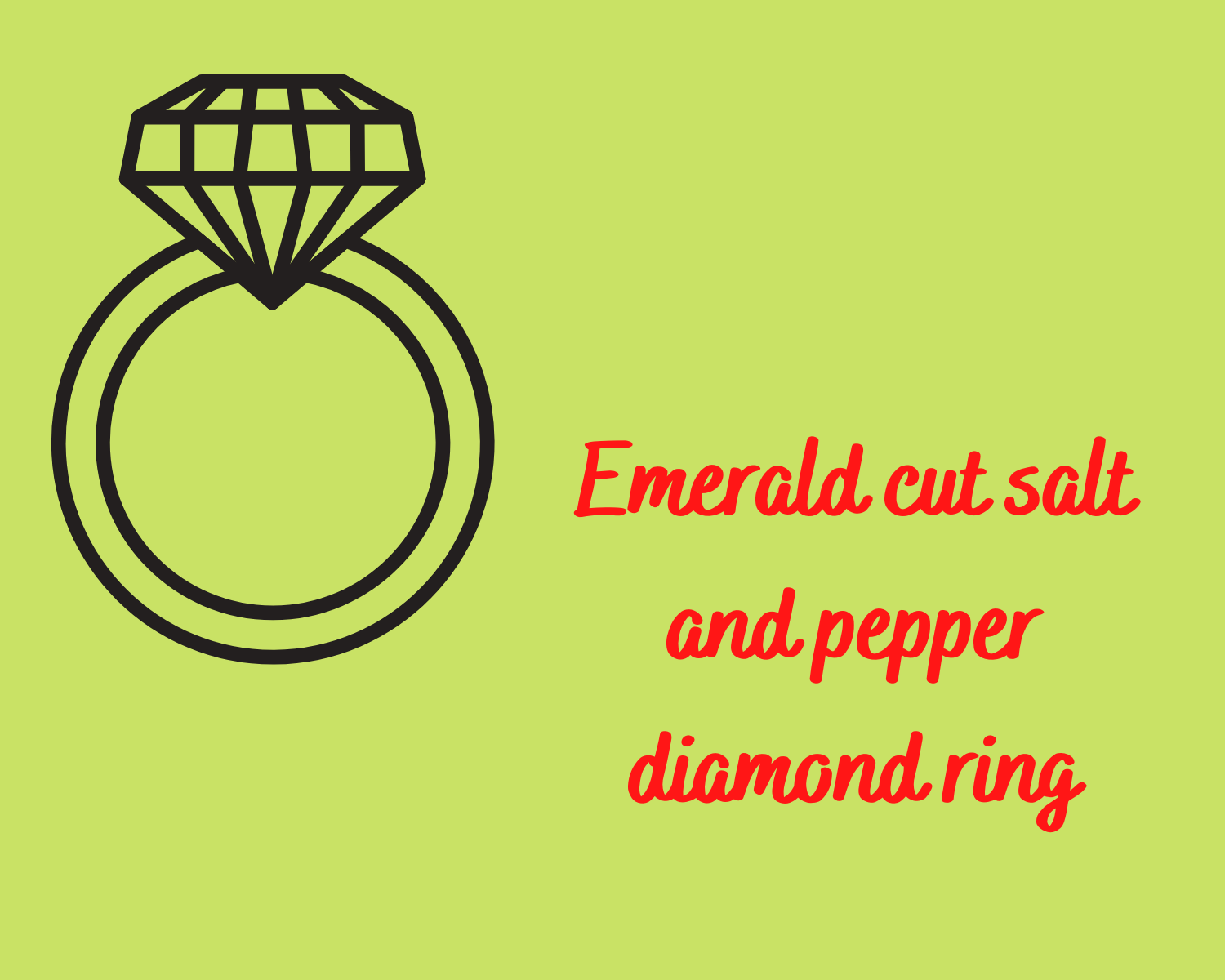 emerald cut salt and pepper diamond ring